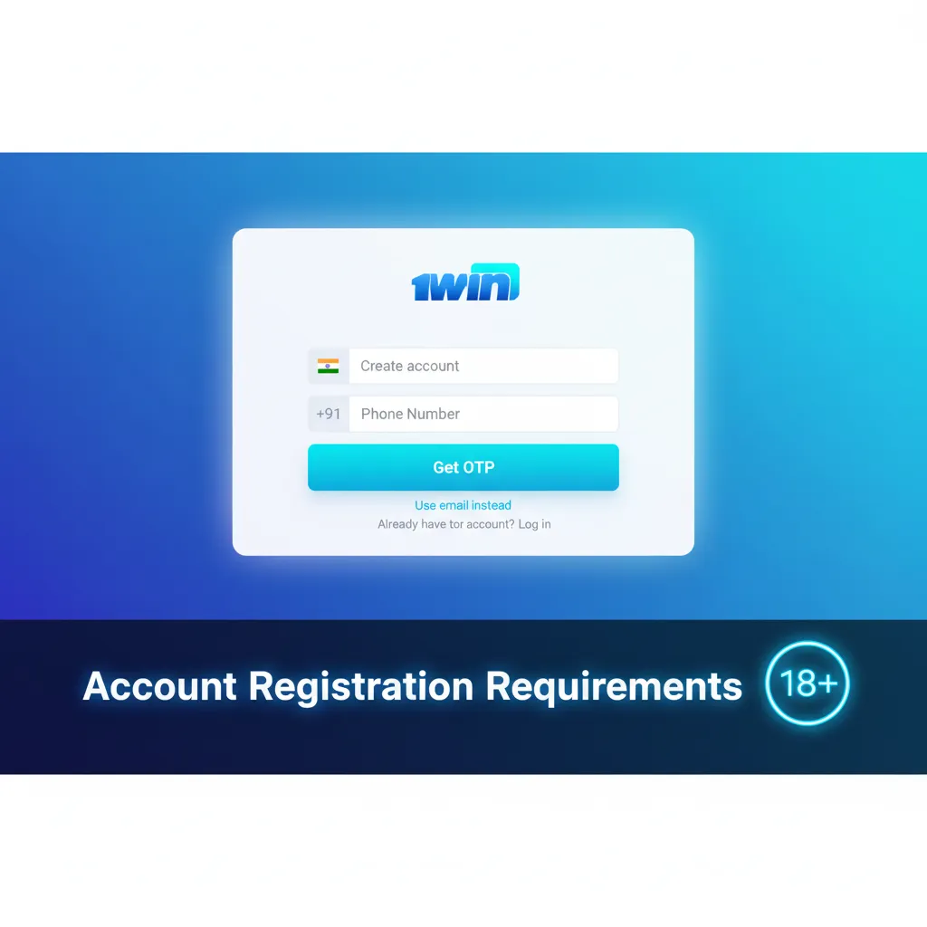 Infographic of India account registration rules: 18+, real details, one account, allowed regions only, KYC verification.