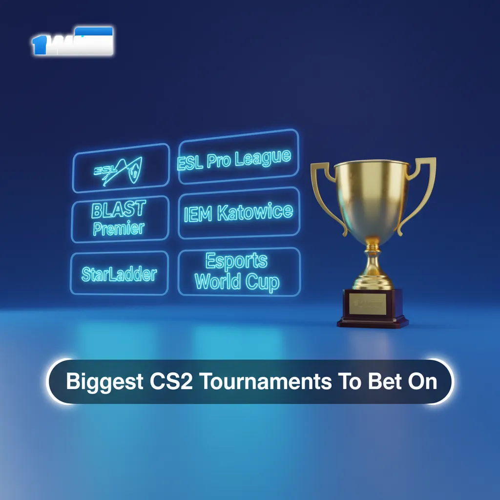 Infographic listing major CS2 tournaments for betting: Valve Majors, ESL Pro League, BLAST, IEM Katowice, Esports World Cup.