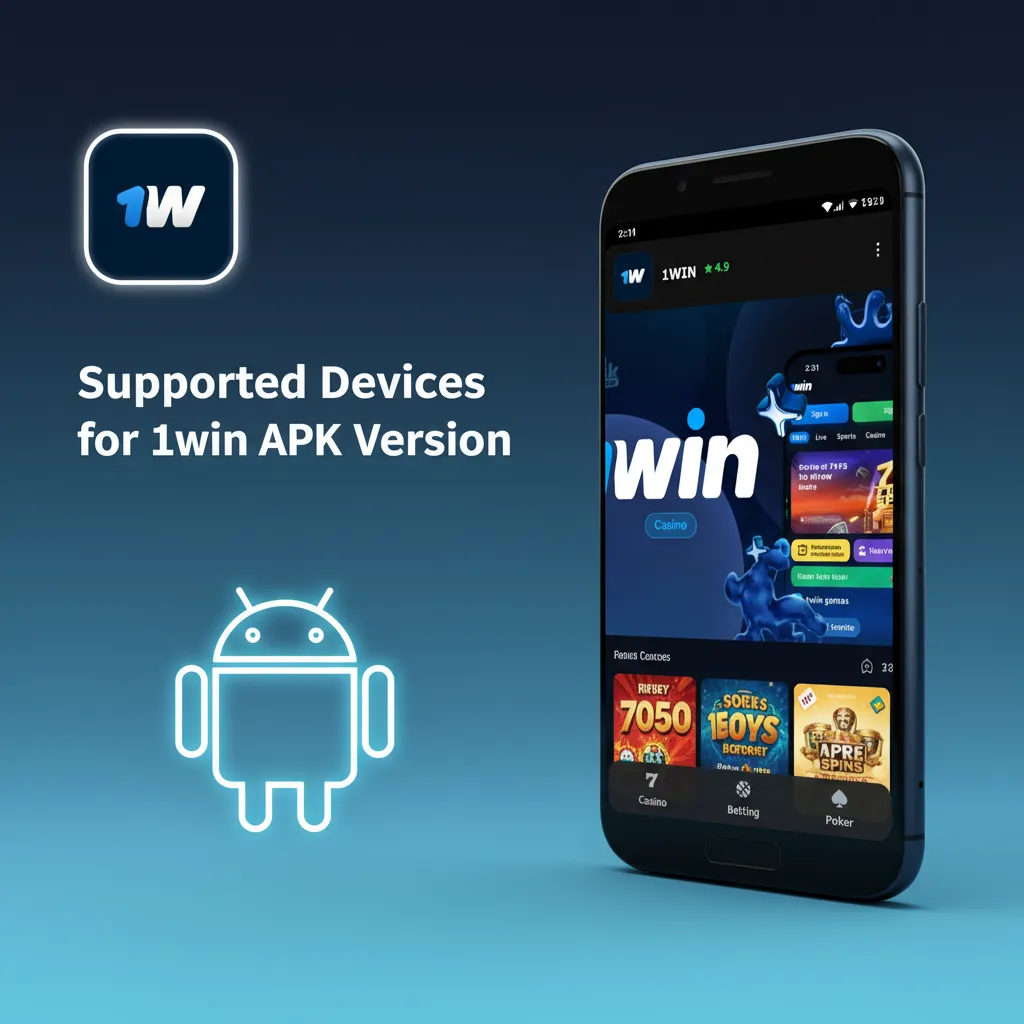 Supported Android devices for 1win APK in India: Samsung, Sony, OnePlus, Google, Xiaomi; newer faster, older compatible.