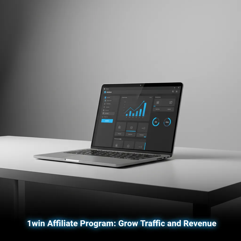 1win affiliate dashboard showing tracked links, real-time stats, and payout growth chart for partners