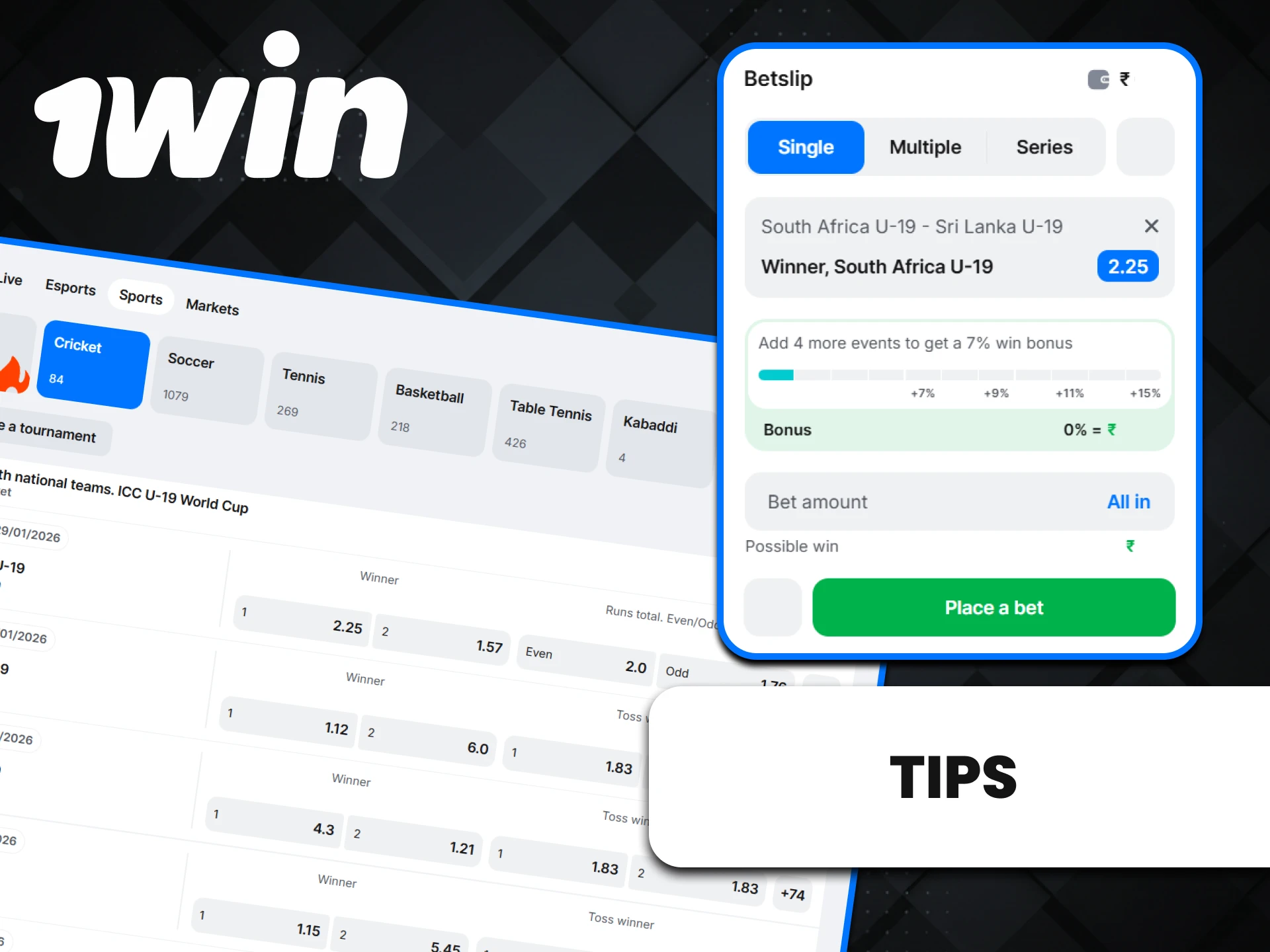 Explore cricket betting tips from 1win.