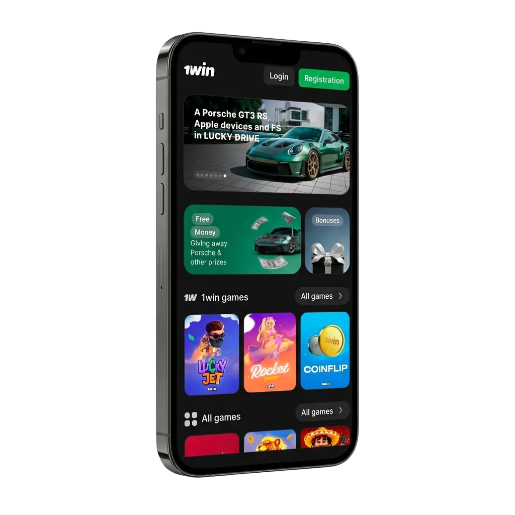1win iOS app interface showing betting options and PWA installation for Indian users on iPhone home screen