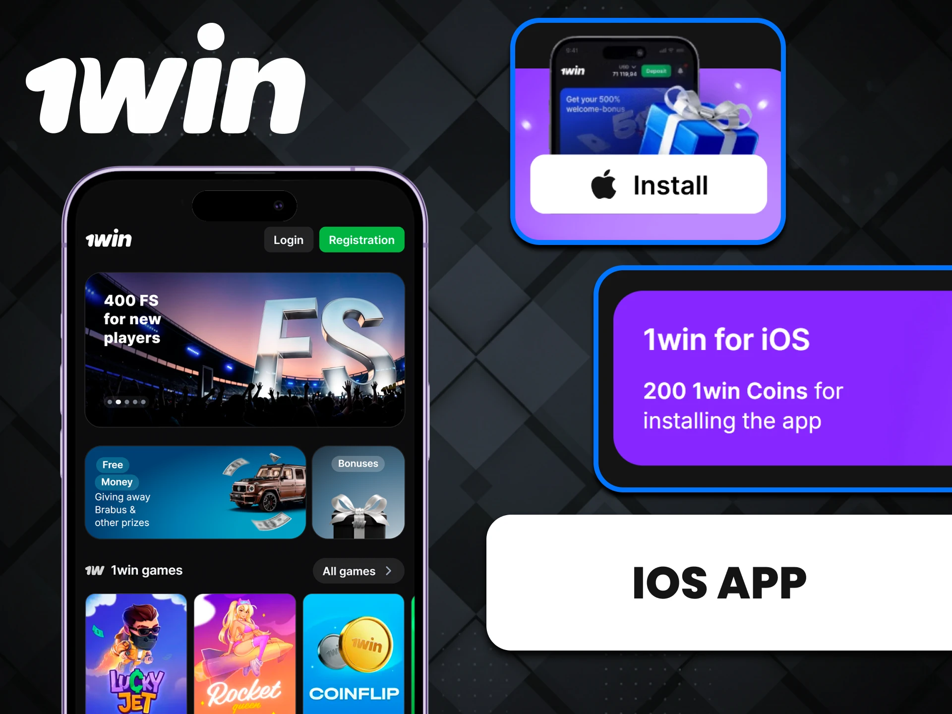 You can download the 1win app for iOS.