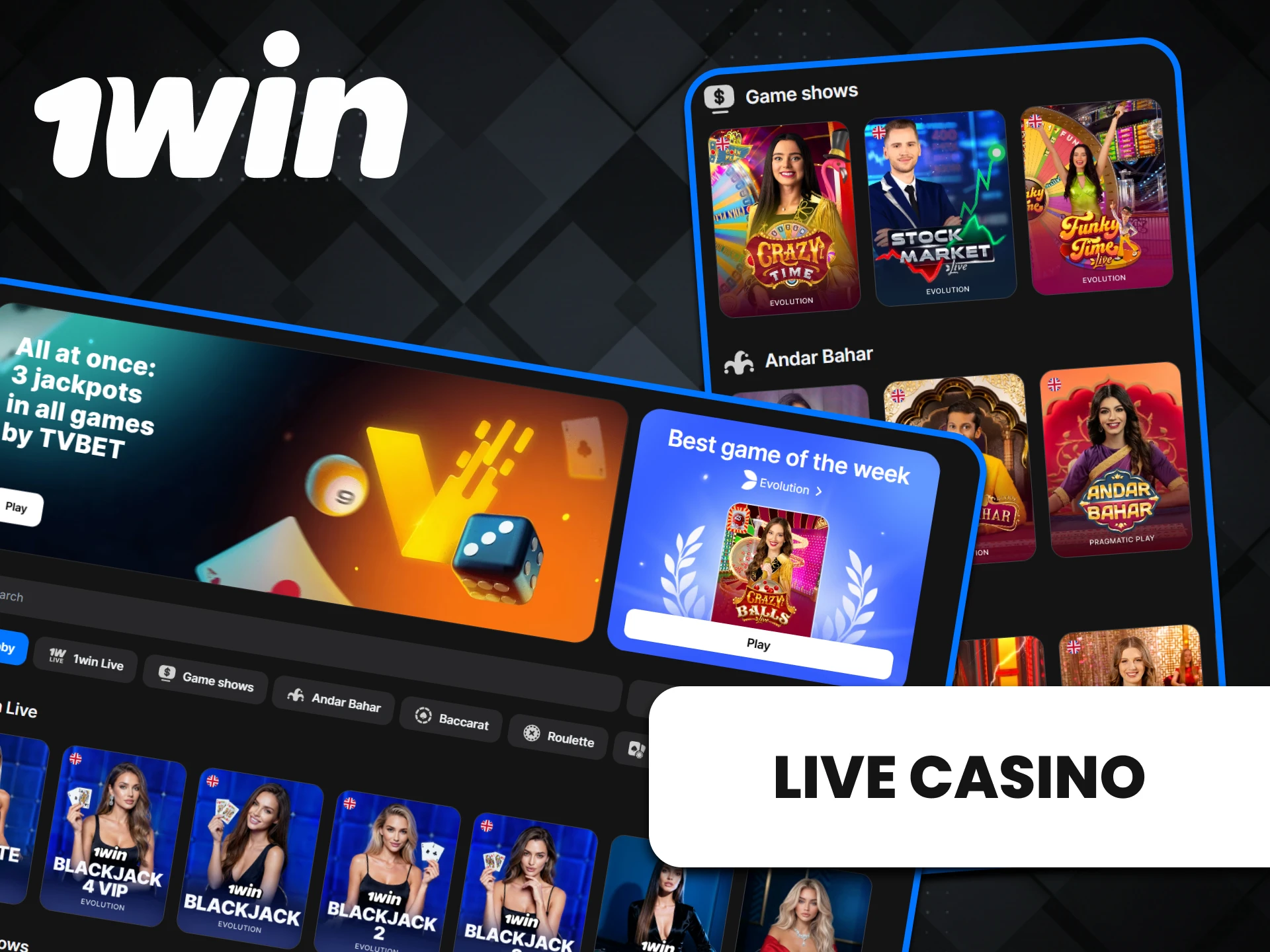 You can play live dealer casino games at 1win.