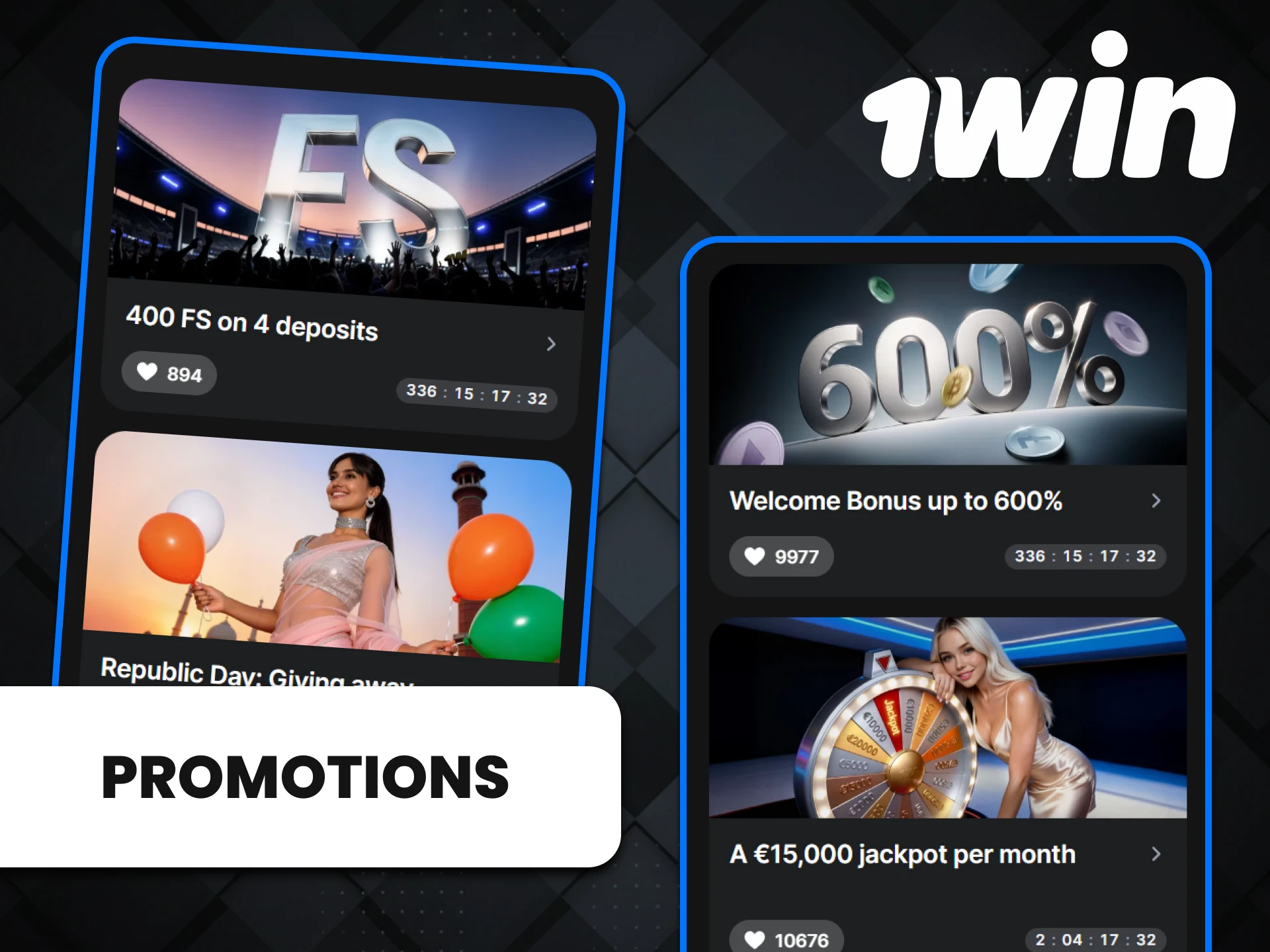 You will find a large number of bonuses on the 1win website.
