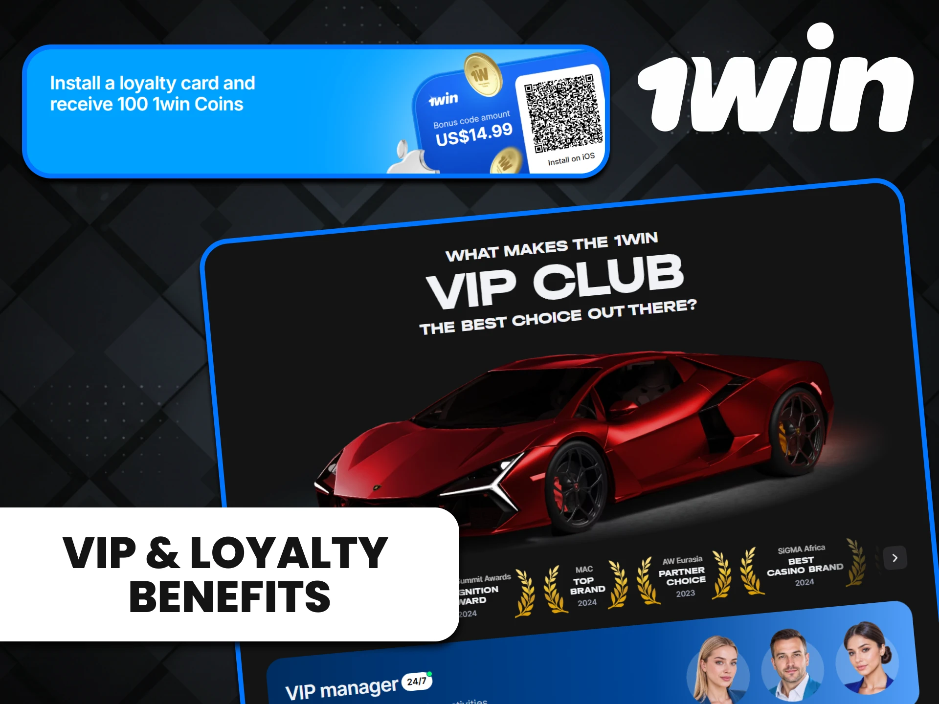 Become a member of the loyalty program or VIP on the 1win website.