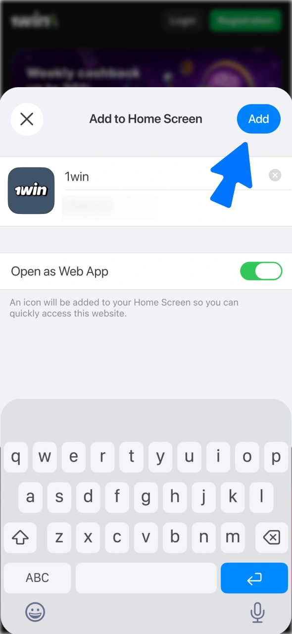 Pin the 1win iOS shortcut to your mobile home screen easily.