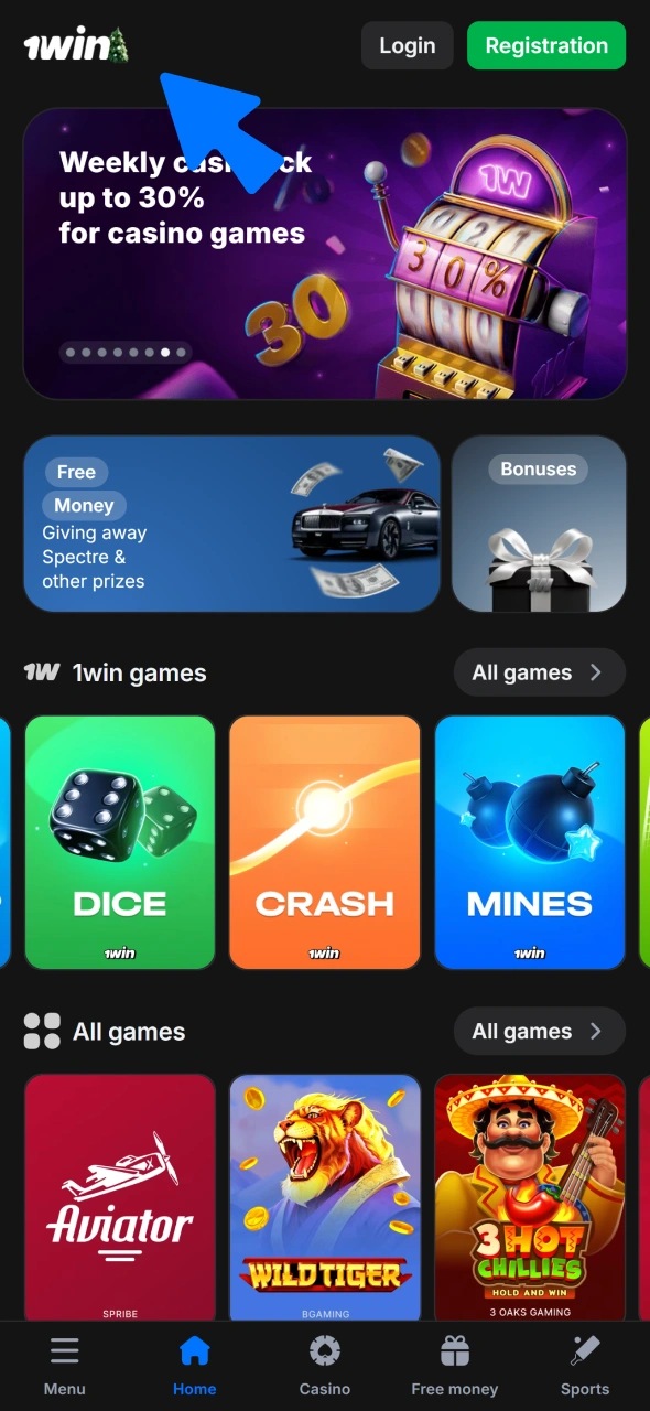 Visit the mobile 1win iOS site using the Safari browser app.