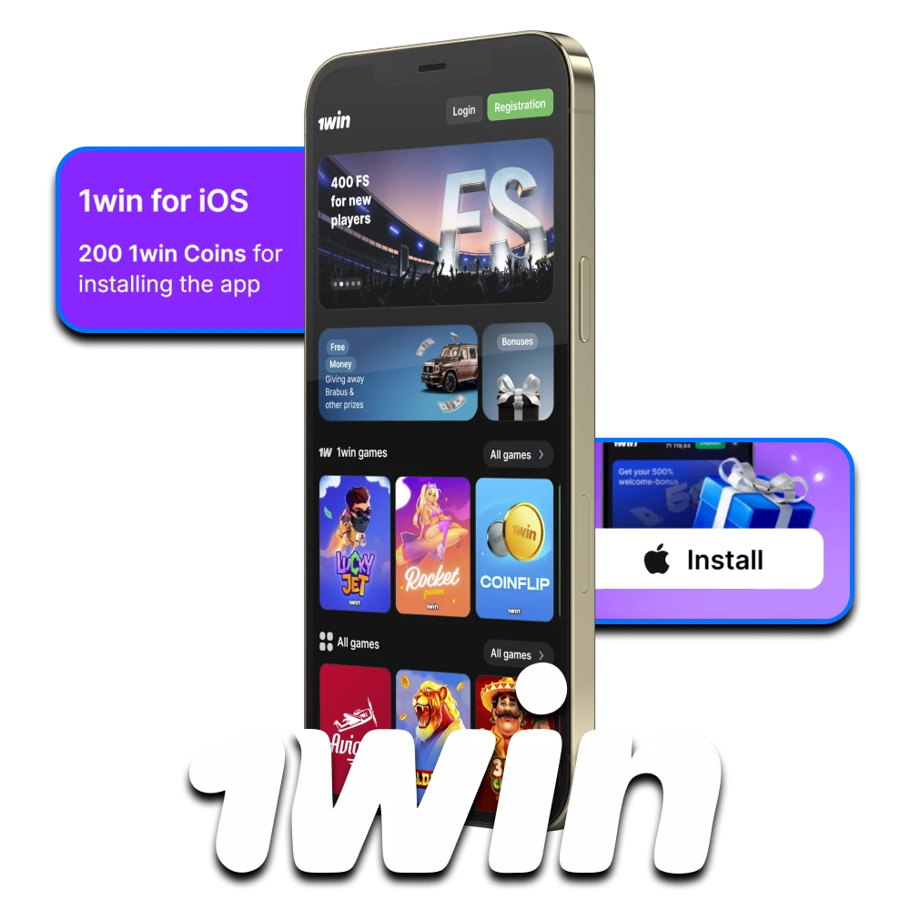 Download the 1win app for betting and gaming on iOS.