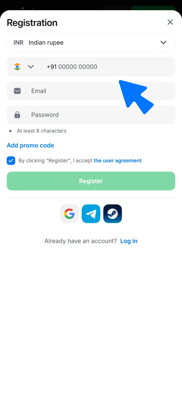 Register at 1win to utilize the promo code.