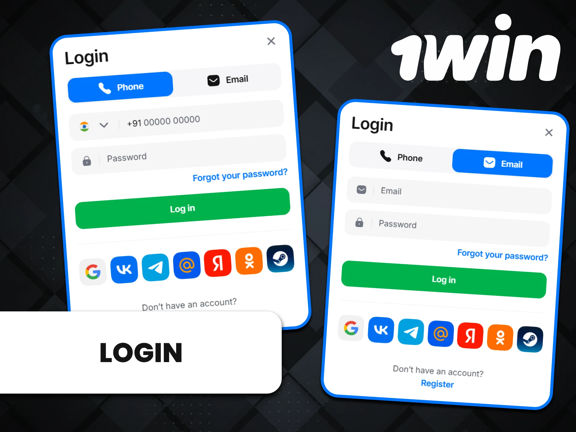 After registration, you will need to log in to your personal 1win account.
