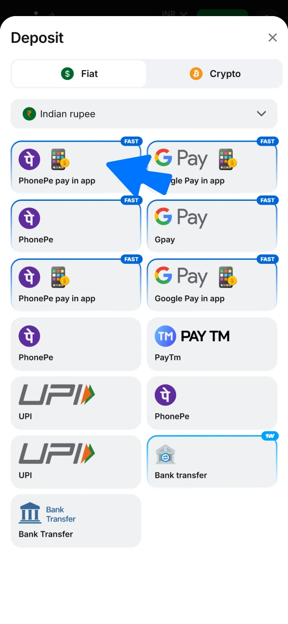 Navigate to the cashier and complete your 1win welcome bonus deposit quickly.