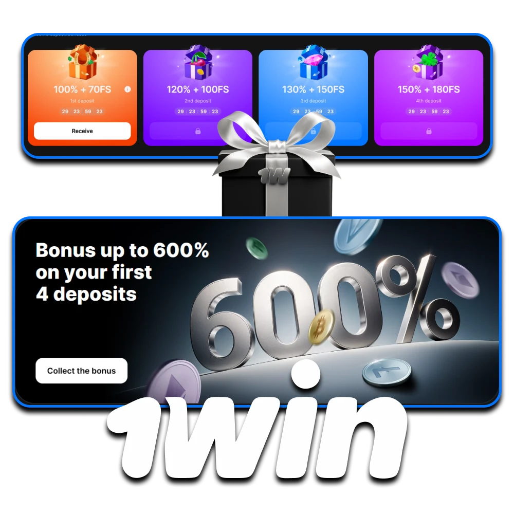 1win offers a welcome bonus to new site users.