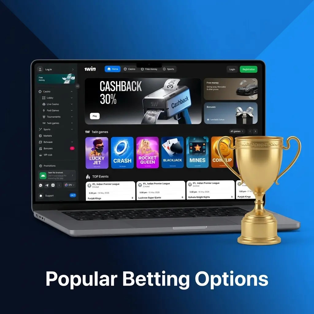 1win popular betting options: prematch, live betting, and bet builder for cricket, football, and tennis matches