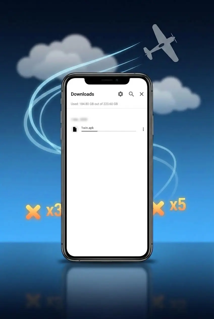 Screenshot showing how to access Aviamasters game via the 1win mobile app or web app on a smartphone