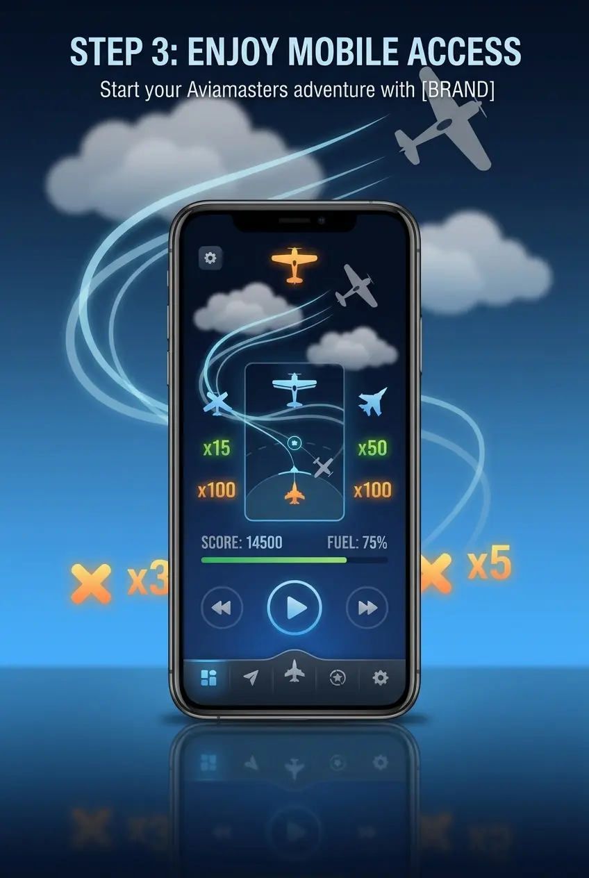 Screenshot of Aviamasters game running inside the 1win mobile platform on a smartphone screen