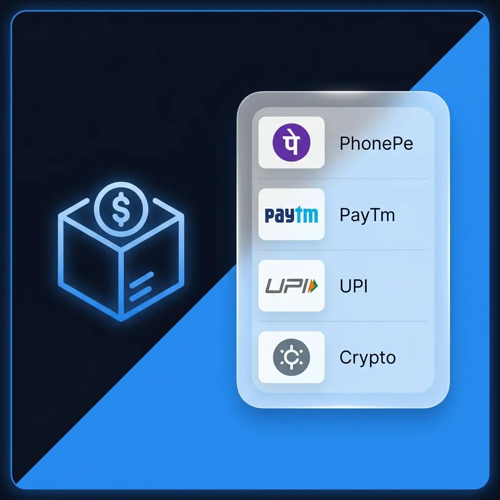 Step-by-step guide showing how to make a deposit on 1win using UPI, Paytm, or crypto on mobile