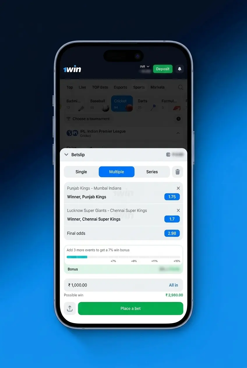 Step-by-step guide to placing your first sports bet on 1win website and mobile app