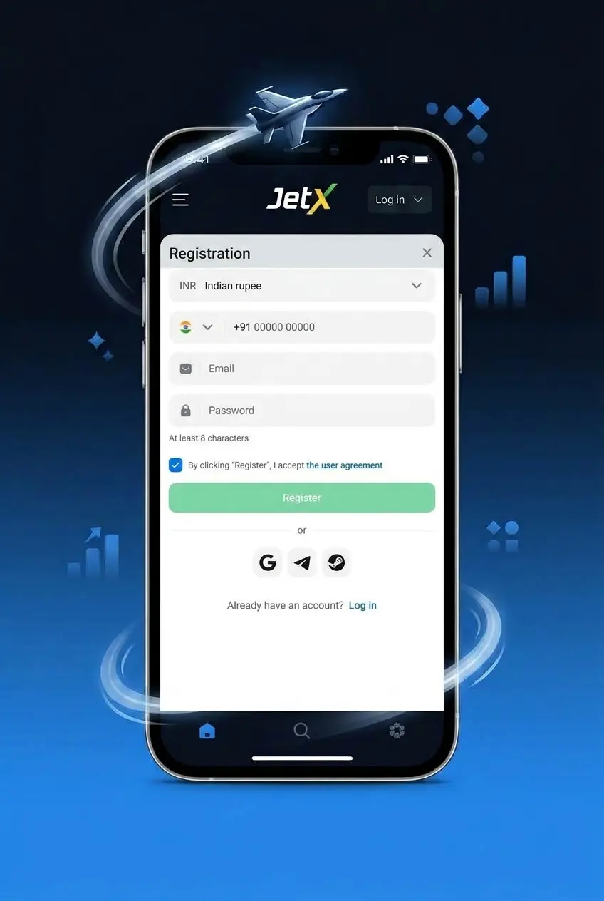 Step-by-step guide to register for 1win JetX login access, showing sign-up, verification, and deposit process